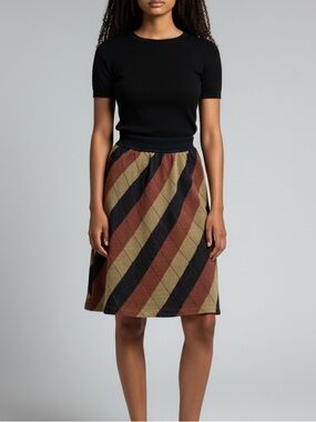 DIANE VON FURSTENBERG VINTAGE earth tone argyle sweater skirt size medium